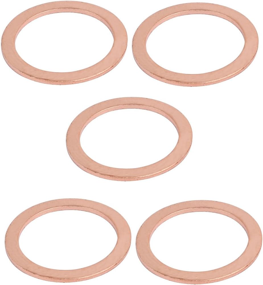 uxcell 5pcs 27mmx35mmx1.5mm Copper Flat Ring Sealing Crush