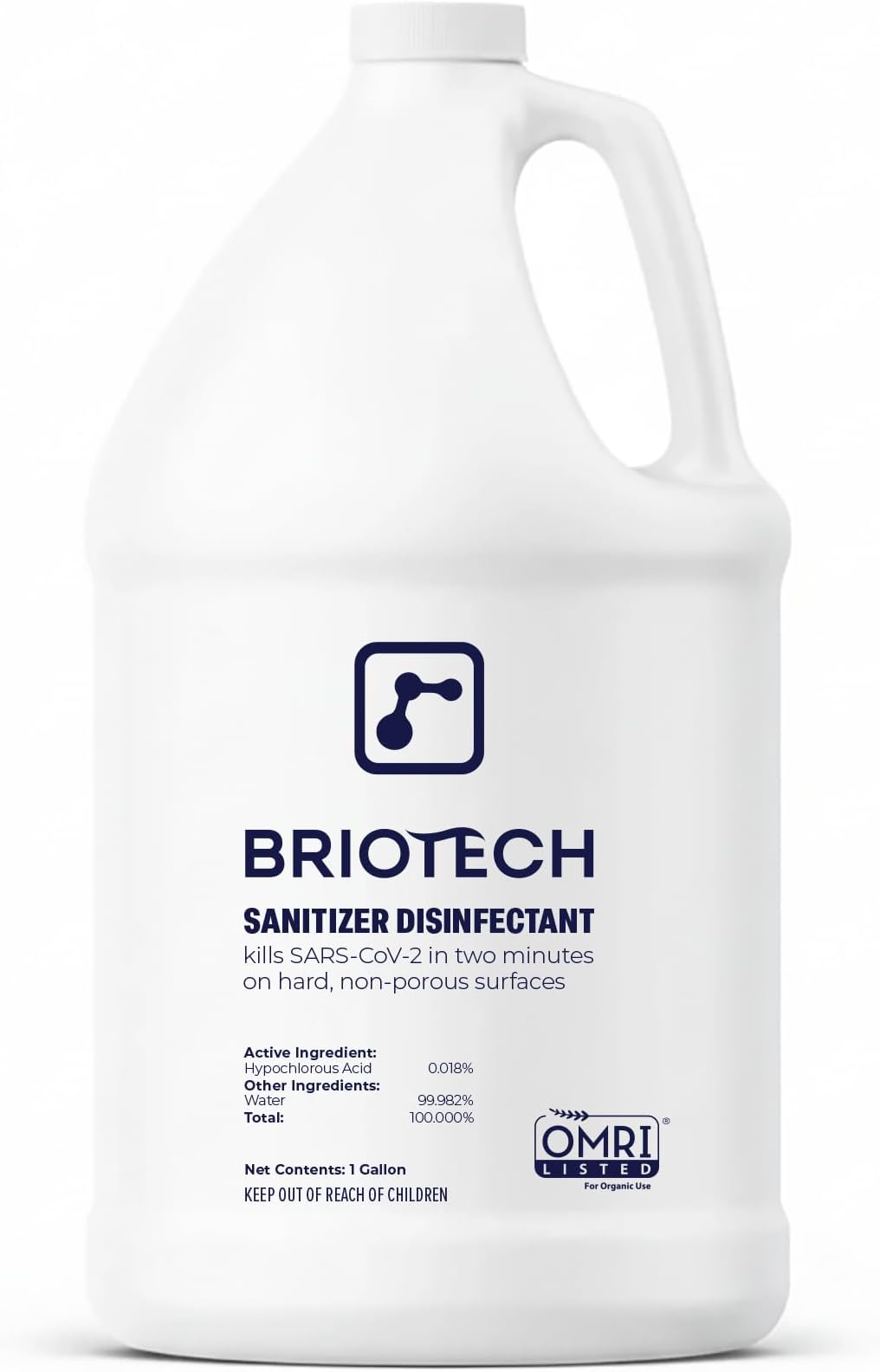 BRIOTECH Sanitizer Disinfectant Hypochlorous, Kill 99.99% of Viruses & Bacteria, Control Mold, Eliminate Odor, Gentle for Nursery & Play Rooms, Food Contact Surface Sanitizer, 1 Gallon Refill