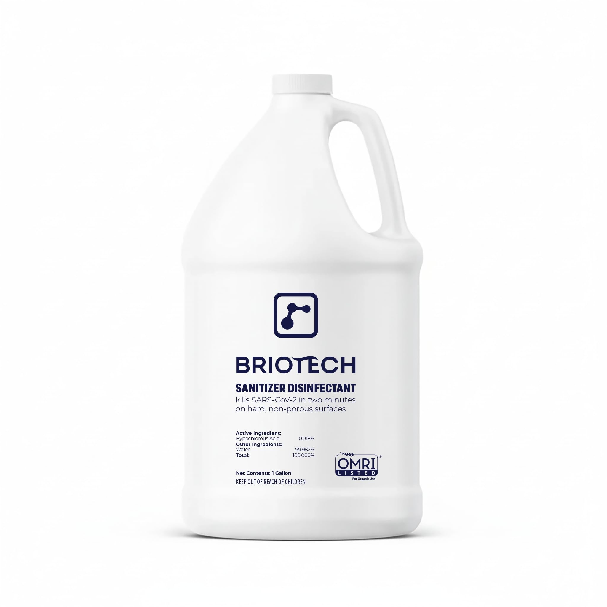 BRIOTECH Sanitizer Disinfectant Hypochlorous, Kill 99.99% of Viruses & Bacteria, Control Mold, Eliminate Odor, Gentle for Nursery & Play Rooms, Food Contact Surface Sanitizer, 1 Gallon Refill