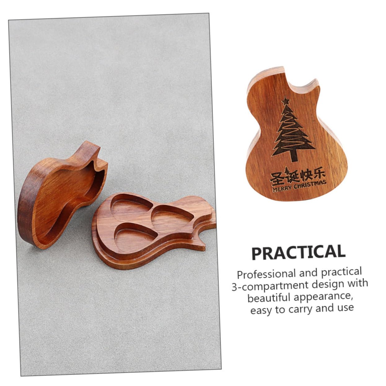 Toyvian 3 sztuki picków gitarowych, kostki, ukulele, uchwyt na gitarę, do wytrychów gitarowych, pojemnik na części gitarowe, i, kostki, akcesoria gitarowe, drewno, Jasnobrązowy3, 9.66X7.27CM,