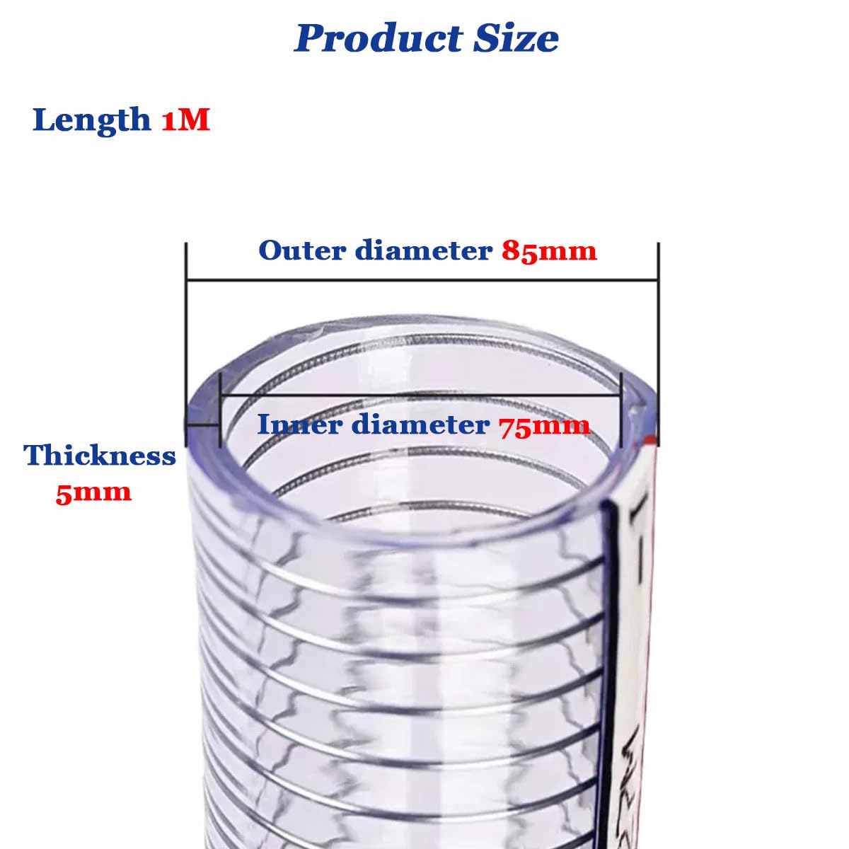 Manguera de tubo transparente alambre acero PVC | Tubería de PVC transparente de varios tamaños, manguera de alambre de acero transparente, tubo de agua Flexible de 1M