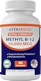 Vitamatic Methyl B12 (Methylcobalamin) 10,000 mcg – 60 Lozenges – Superior Source of Vitamin B12 for Energy & Nerve Health