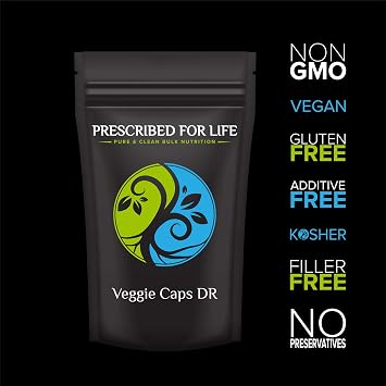Prescribed for Life Veggie Caps DR - 100% Vegetarian Capsules - Size 00 Bulk Clear Empty Delayed-Release Vcaps(R), 1000 Count