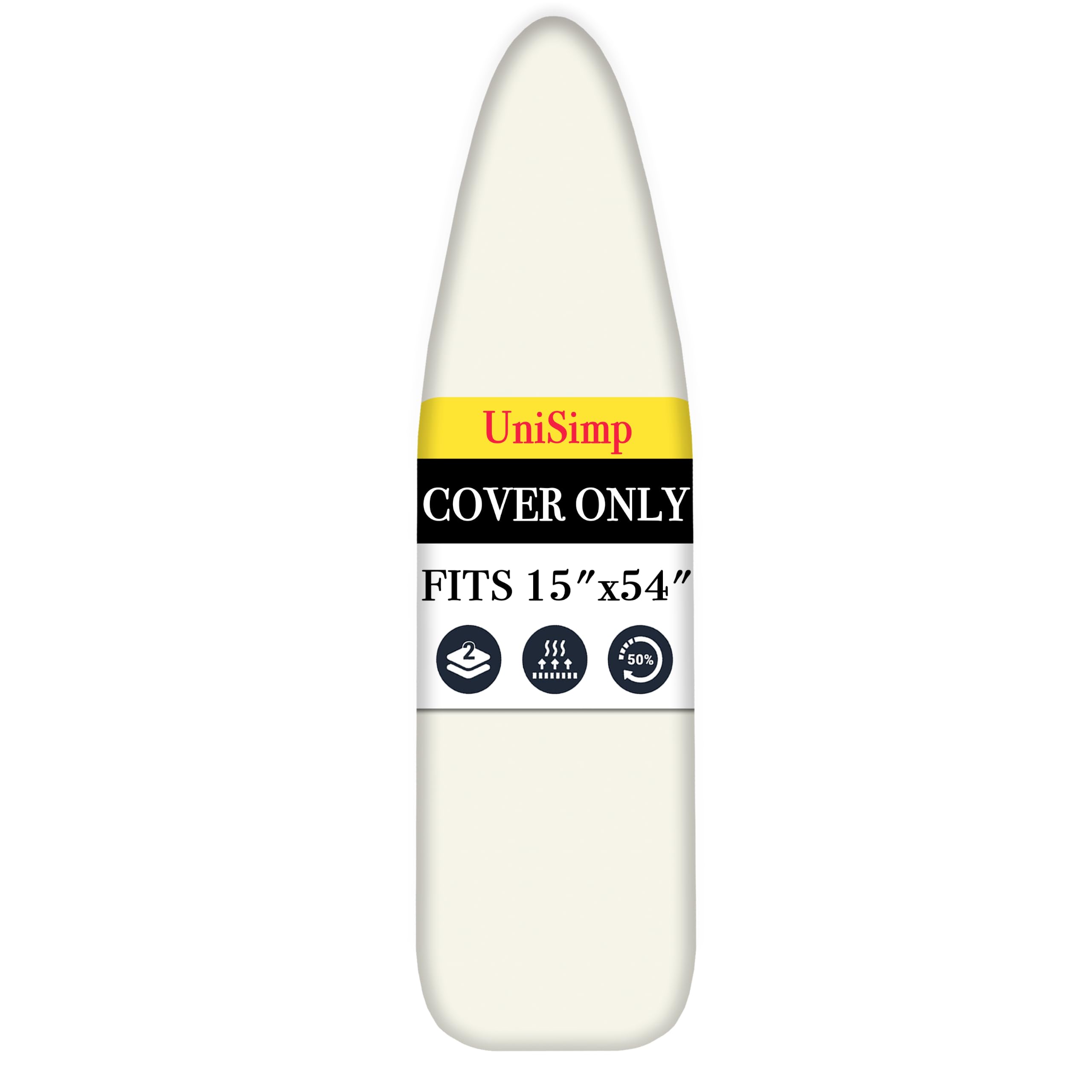 UniSimp Ironing Board Cover and Pad 15x54, Standard Size, Beige