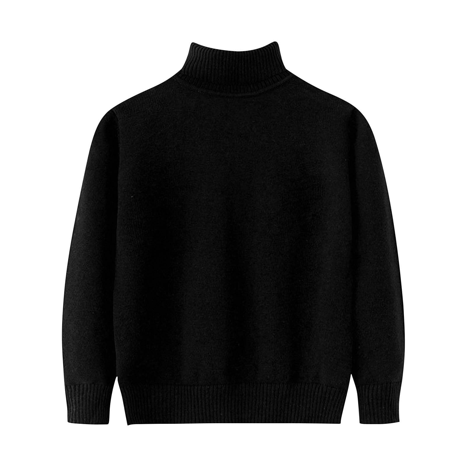 RNTOP Boys Girls Turtleneck Sweater Solid Color Knit Pullover Toddler Long Sleeve Sweatshirt Tops (Black, 2-3 Years)