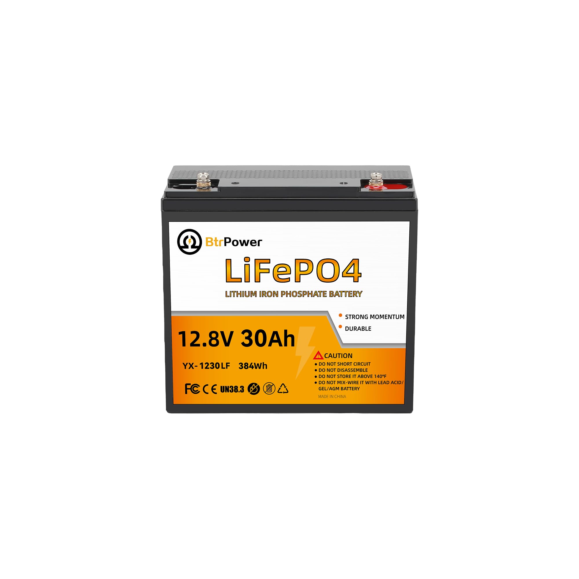 12V 30Ah Lithium Phosphate Iron LiFePO4 Deep Cycle B attery,30A BMS