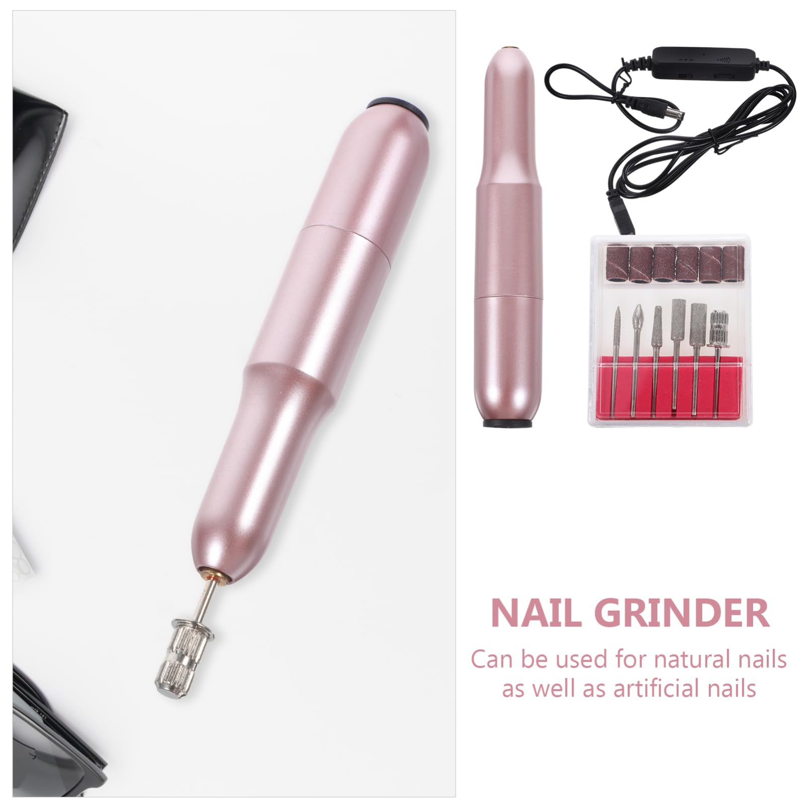 Ipetboom Mini Nail Grinding Machine Electric Nail Grinder Kit Electric 1pcs Ceramics Grinding Head Easy to Use for Manicure Pedicure Random