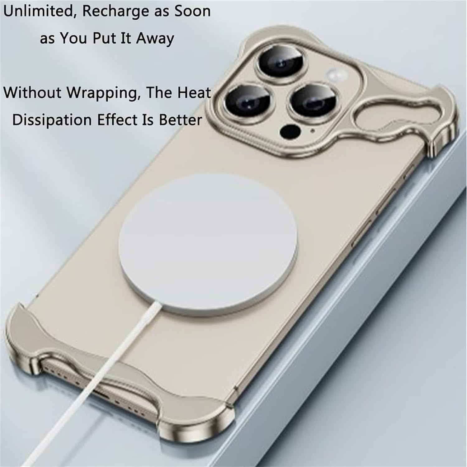 Ultra-Thin Frameless for iPhone 12 Case, Minimalist Case with Shockproof Corner, Personalized with Camera Lens Protector Titanium Metal Corner Case Slim Case for iPhone 12 6.1" - Black