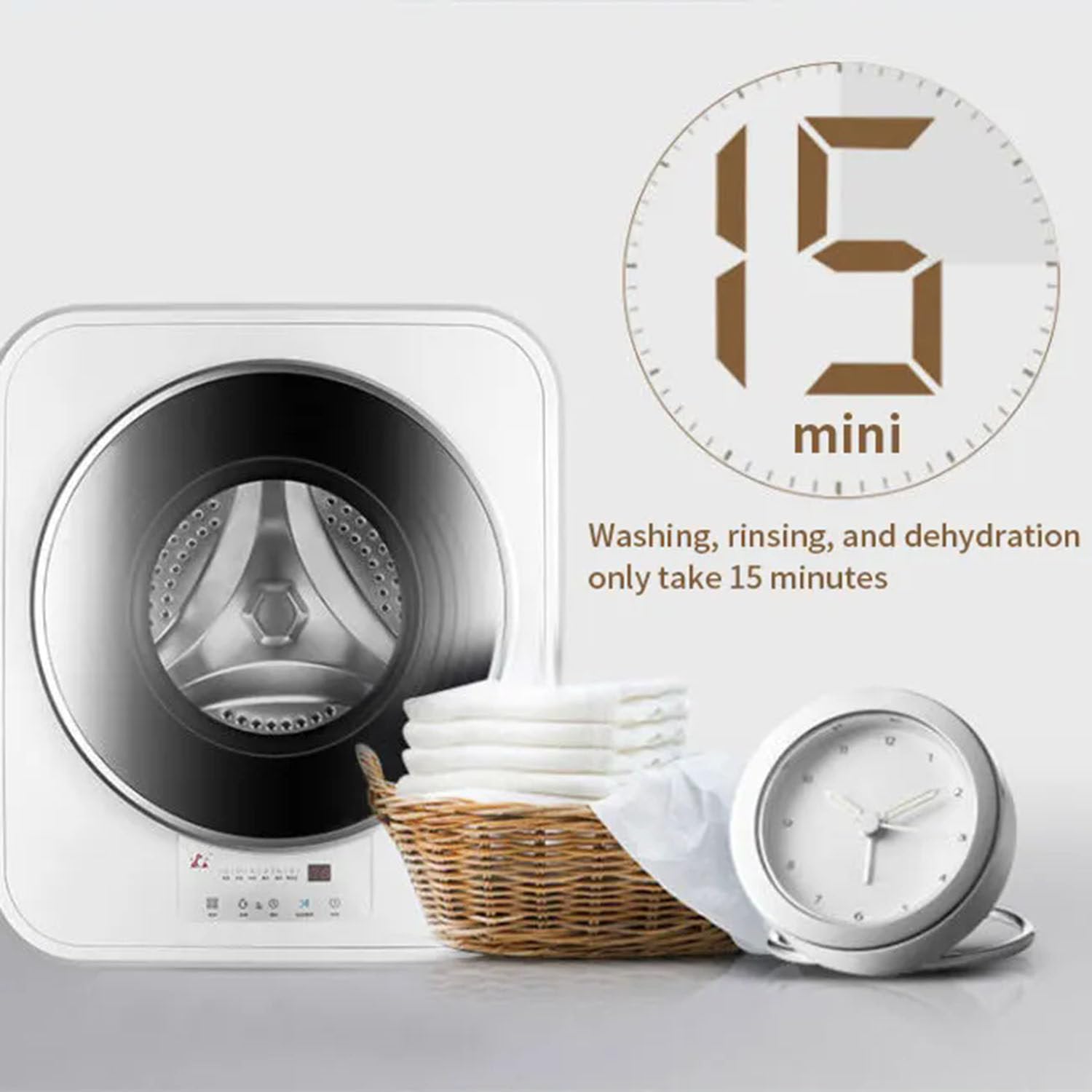 Mini Machine à Laver, Machine à Laver Murale Automatique et Sèche-Linge, Petit Lave-Linge Domestique Compact Portable de 3 Kg, pour la Salle de Bain, la Cuisine