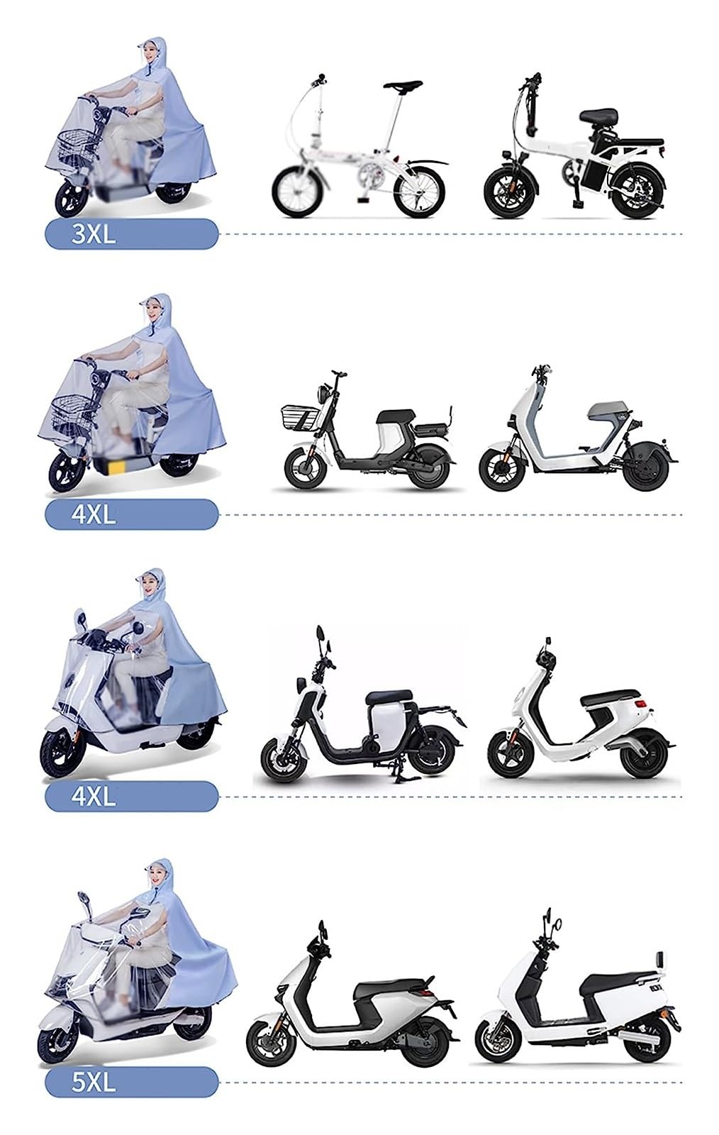 Rowerowy płaszcz przeciwdeszczowy, wodoodporne poncho, skuter elektryczny Poncho Motocykl Przezroczysta długa, wodoodporna peleryna przeciwdeszczowa z paskami odblaskowymi, różowy, 4XL (kolor: niebies