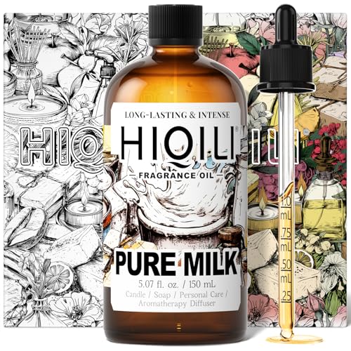 Image of HIQILI Pure Milk Fragrance Oil for Soap Making & Body Wash - 5.07 Fl Oz | Long-Lasting Scent, Suitable for Home Diffuser, Making Candle, Scrub, Skin Product, Pet Safe, Graduated Dropper Included