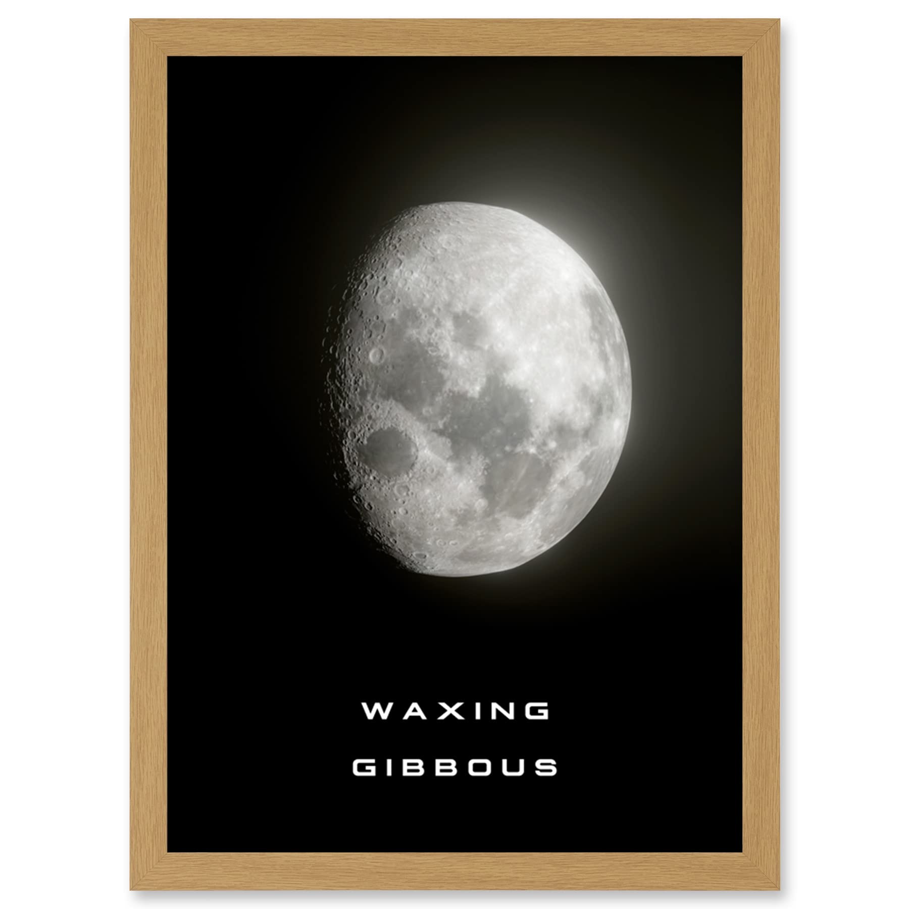 Phases of the Moon Poster Framed A4 - Astronomy Waxing Gibbous Lunar Space Wall Art Print - Artery8