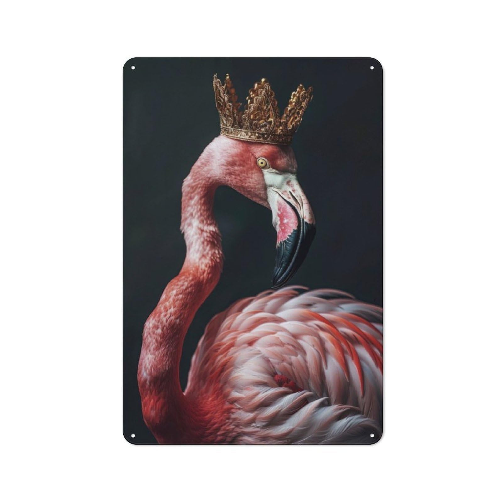 Junmoney Flamingo Elegant King Vintage Tin Sign 30X20cm With For Studio Or Craft Room, For Garage, Workshop And Man Cave Decoration