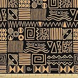 Ambesonne Vintage Tribal Fabric by The Yard, Creative Abstract Art Continuous Monochrome Aboriginal Pattern, Decorative Fabric for Upholstery and Home Accents, 1 Yard, Orange Black
