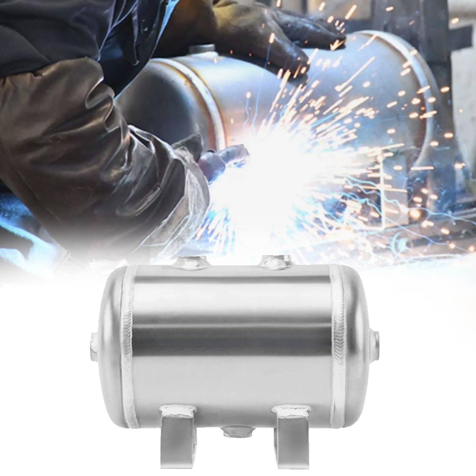 Wlcgyd One Color Air Compressor Reservoir Tank Heavy-Duty Air Receiver Tank For Workshops, 150 Psi High Pressure Compressed Air Reservoir Tank With 4 Port For Pneumatic Systems, Train Horn Air Tanks(15L/4.0Gallon)