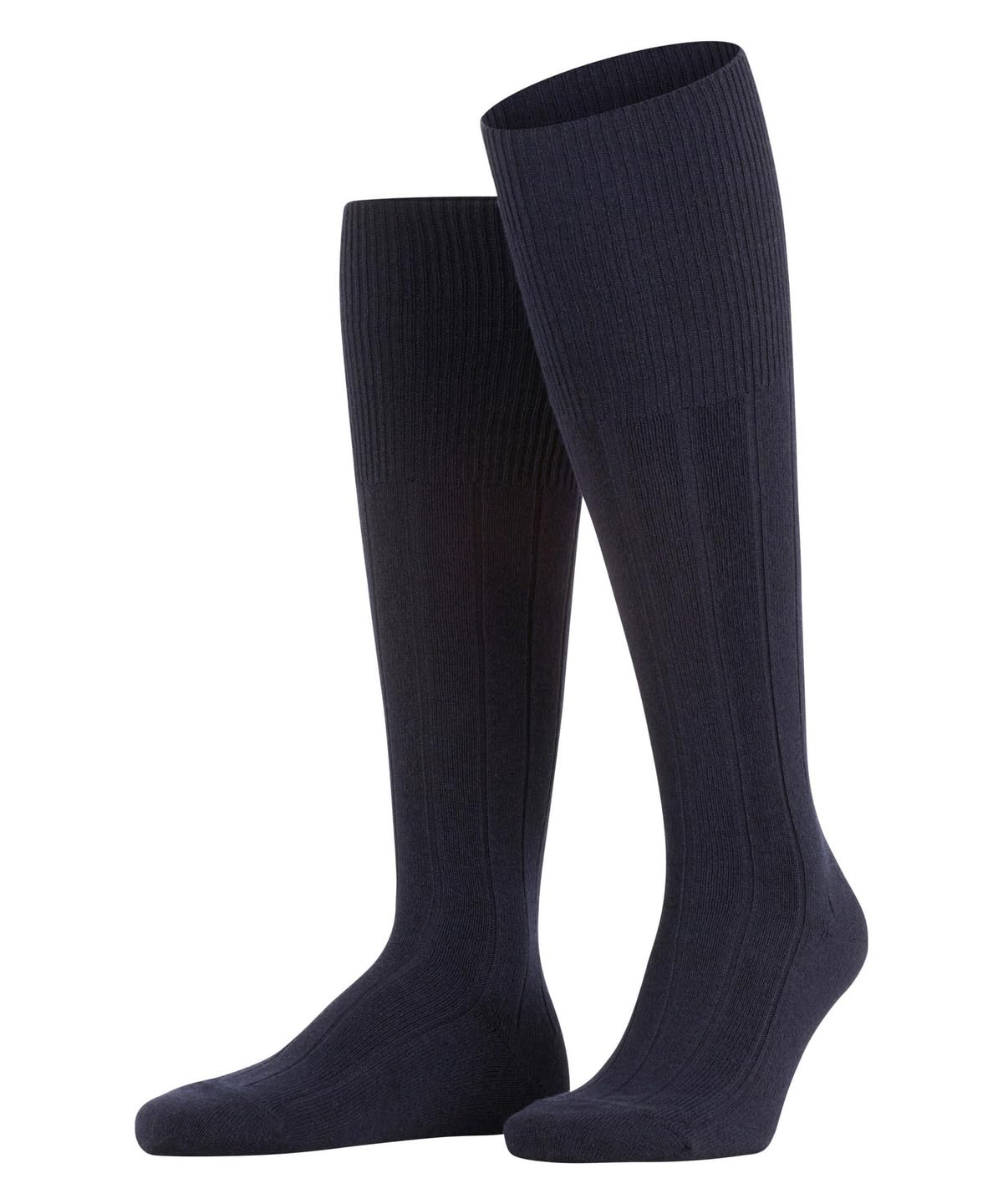 FALKE Men's Lhasa Rib M Kh Wool Cashmere Long Plain 1 Pair Knee-High Socks, Blue Dark Navy 6375, 8.5-11