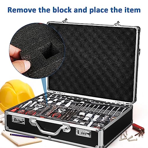 ERINGOGO Aluminum Briefcase - 17 Inch Hard Security Briefcase With Dual Combination Locks, Multifunctional Heavy Duty Clipboard3