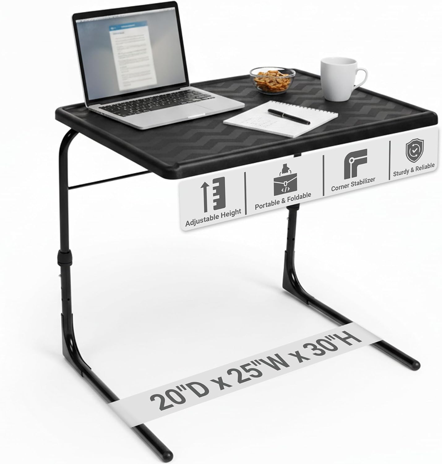 Table-Mate TV Tray Table | Portable Desk Folding Dinner Tray, Couch Table Trays for Eating Snack Food, Portable Laptop Desk, Bed Trays for Eating | Adjustable TV Trays with 3 Angles and Cup Holder