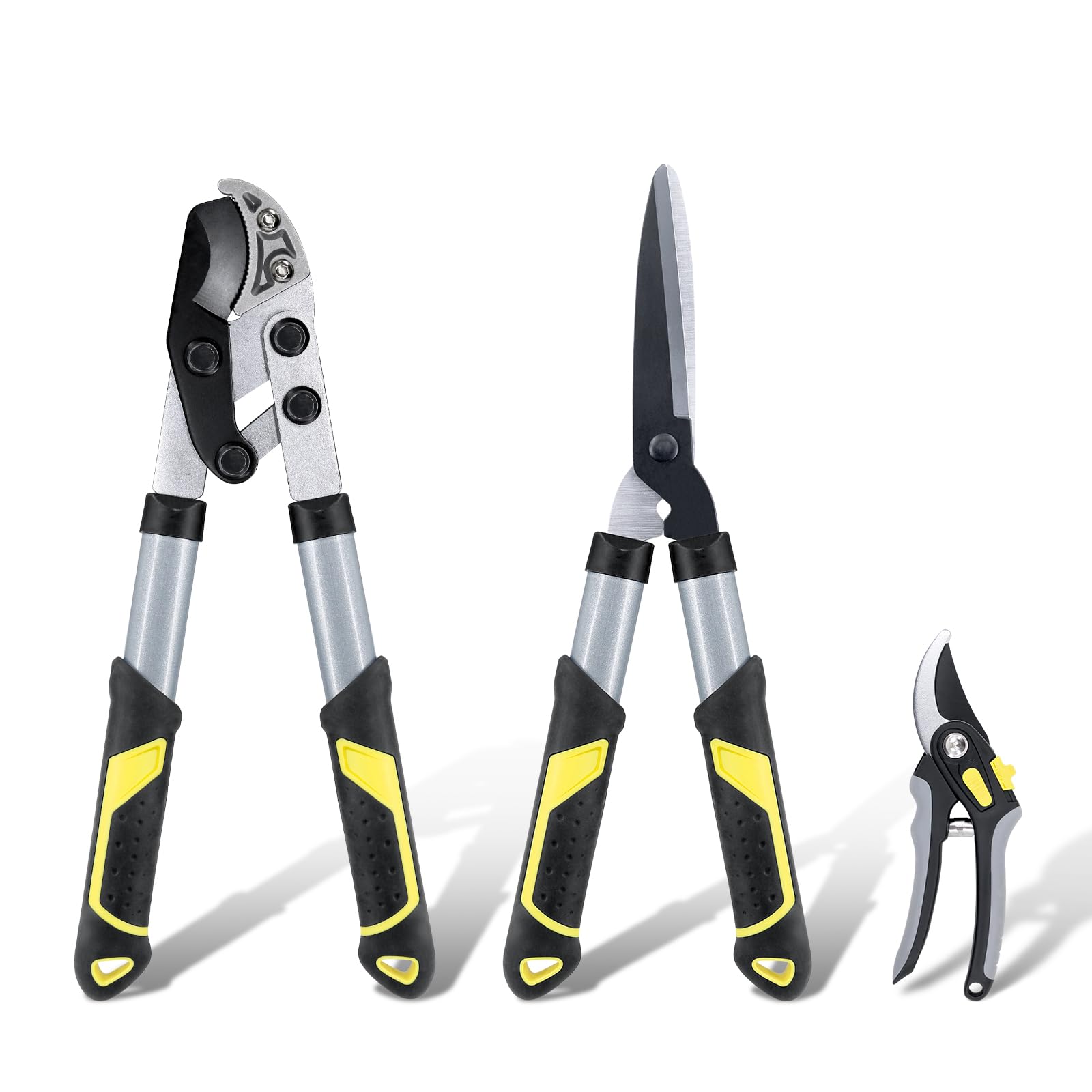 Colwelt Garden Shears for Hedges Set 3Pcs, 42cm Compact Garden Shears Set with Anvil Garden Loppers & Hedge Clippers & Secateurs, Shears Gardening Tools for Yard(the bulk of light-to-moderate pruning)