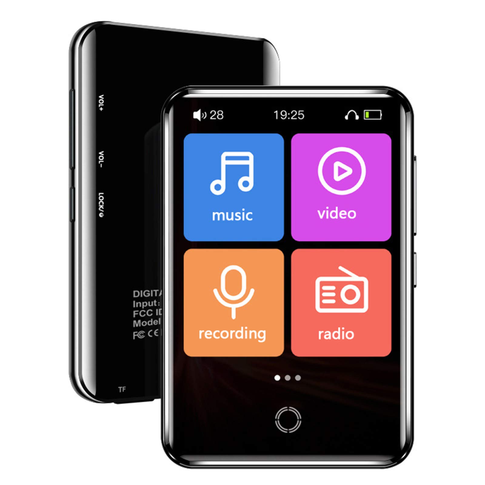 Mp3 Player, Bluetooth 4.2 Mp3 Players With 2.8" Full Touch Screen, 32gb Hifi Lossless Sound Music Player, Built-in Speaker, Voice Recorder, Pedometer,32G-Black
