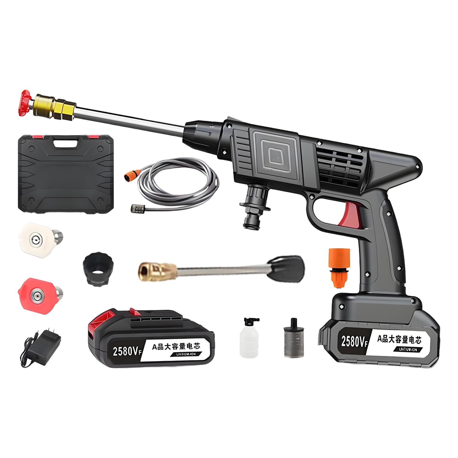 Hidrolimpiadora Inalámbrica Limpiador A Presión Portátil | Herramienta De Limpieza Con Boquilla Ajustable Y Accesorios Para Hogar Exteriores Césped Jardín Coche Riego Y Plantas