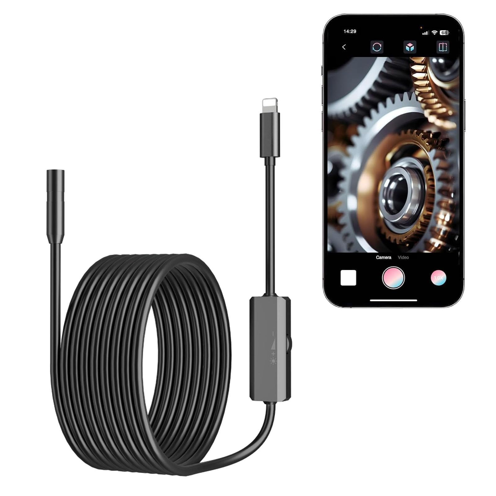 Cámara endoscópica industrial con pantalla IPS de 5 pulgadas y cable semirrígido de 5 metros 8