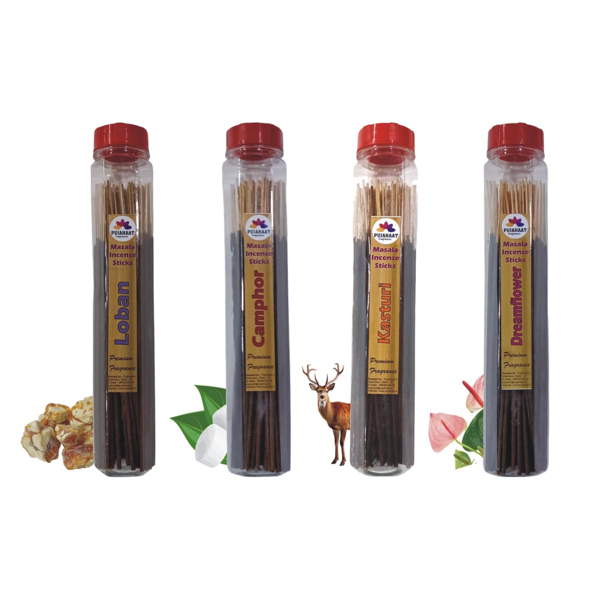 Pujahaat Premium Loban, Camphor (Kapoor), Musk, Dreamflower Scented Incense Stick Masala Agarbatti | No Charcoal Incense Sticks, Agarbatti, 0% Sulphates 4 Fine Fragrance - 400 gm (4 x 100 GMS) c-5-picture-16
