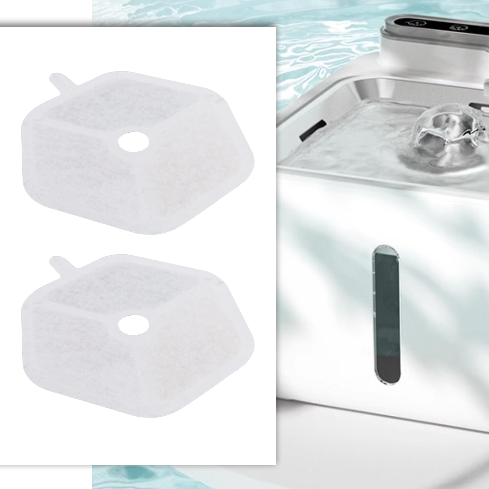 eMagTech 9 Packs Cat Water Fountain Filters & Sponges Compatible with Samrtoo 152oz/4.5L Wireless Stainless Steel Cat Water Fountain PTM-643 - Image 3