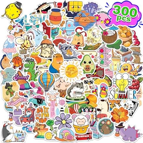 BLIJOLA 300Pcs Sticker for Water Bottles, Cute Vinyl Stickers for Kids Girls Teens Waterproof Vsco Laptop Skateboard Stickers Pack for School Students Classroom Teachers Prizes Trendy Decals Cover