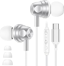 Wired USB C Earphone for iPhone 17 Air 16 15 Pro Max, Intra Earphone Wired USB C Earphone Headphone Type C for Samsmung Galaxy S25 Ultra S24 S23 FE S22 S21 A16 A17 A25 A26 A35 A36 A54 A55 A55 A55 6 5g