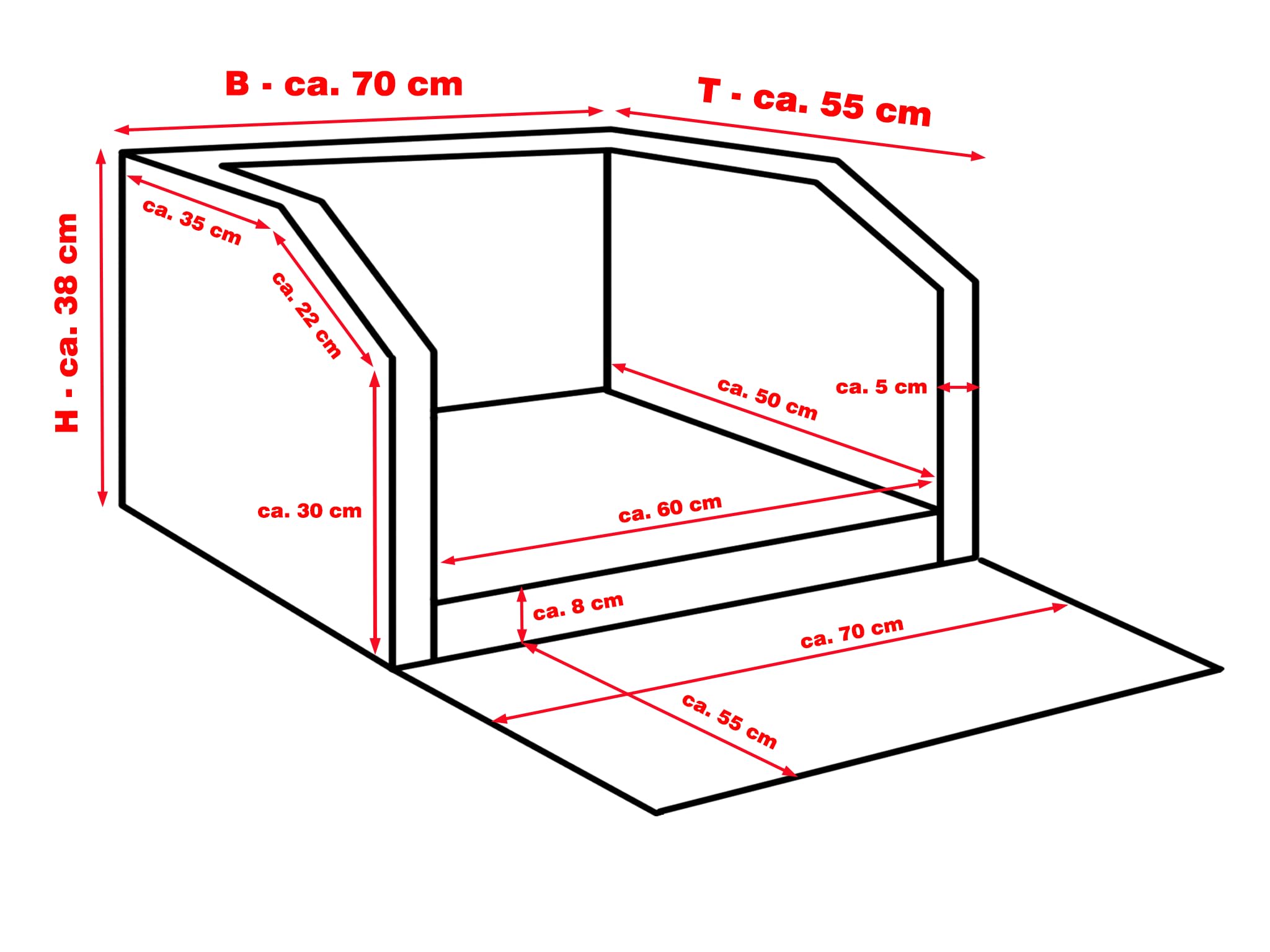 Hundebox Auto Kofferraumschutz Hund mit ladekantenschutz Kofferraum【Mit Tasche】 Kofferraum schutzmatte herausnehmbar - Hunde Autositz Wasserabweisend, hundetransportbox 70x55x38cm Rot/Schwarz