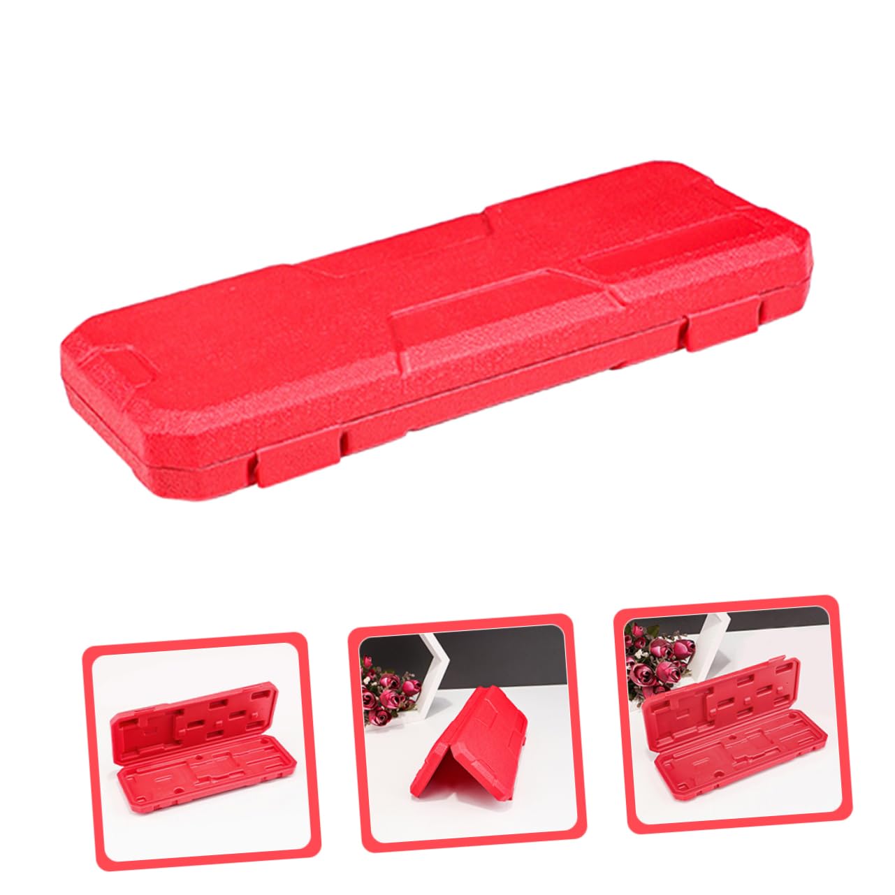 Yardenfun Box Caliper Box Caliper Holder Tool Kit for Home Ruler Container Caliper Storage Holder Caliper Ruler Holder Car Tool Kit Caliper Case Measuring Tool Container Plastic Red