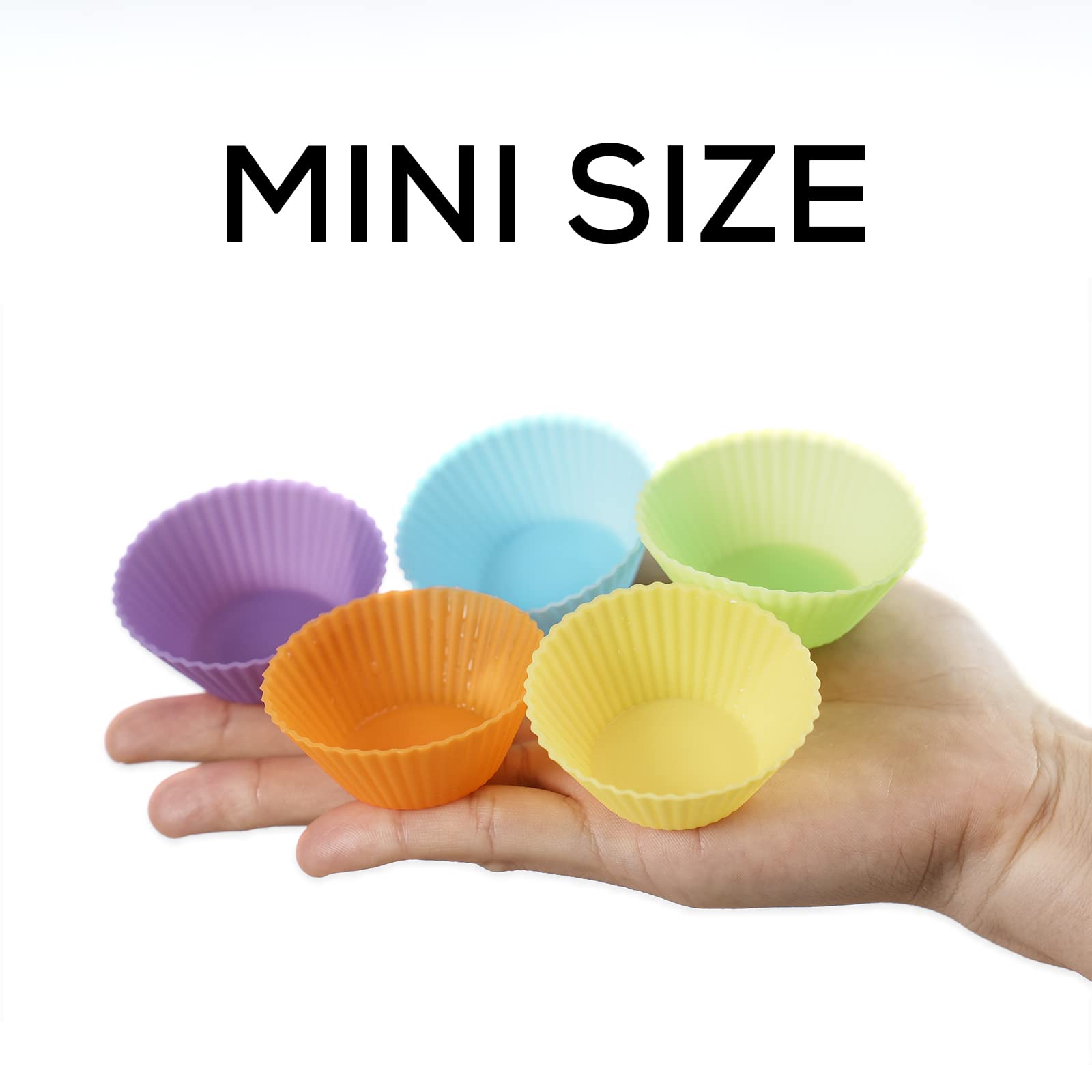 SUPER KICHEN Mini Molde de Silicona para Reposteria, Reutilizables Moldes Magdalenas, Antiadherente Freidora de Aire Bandejas Horno para Muffins, Cupcake, Forro Freidora de Aire- Pack de 24