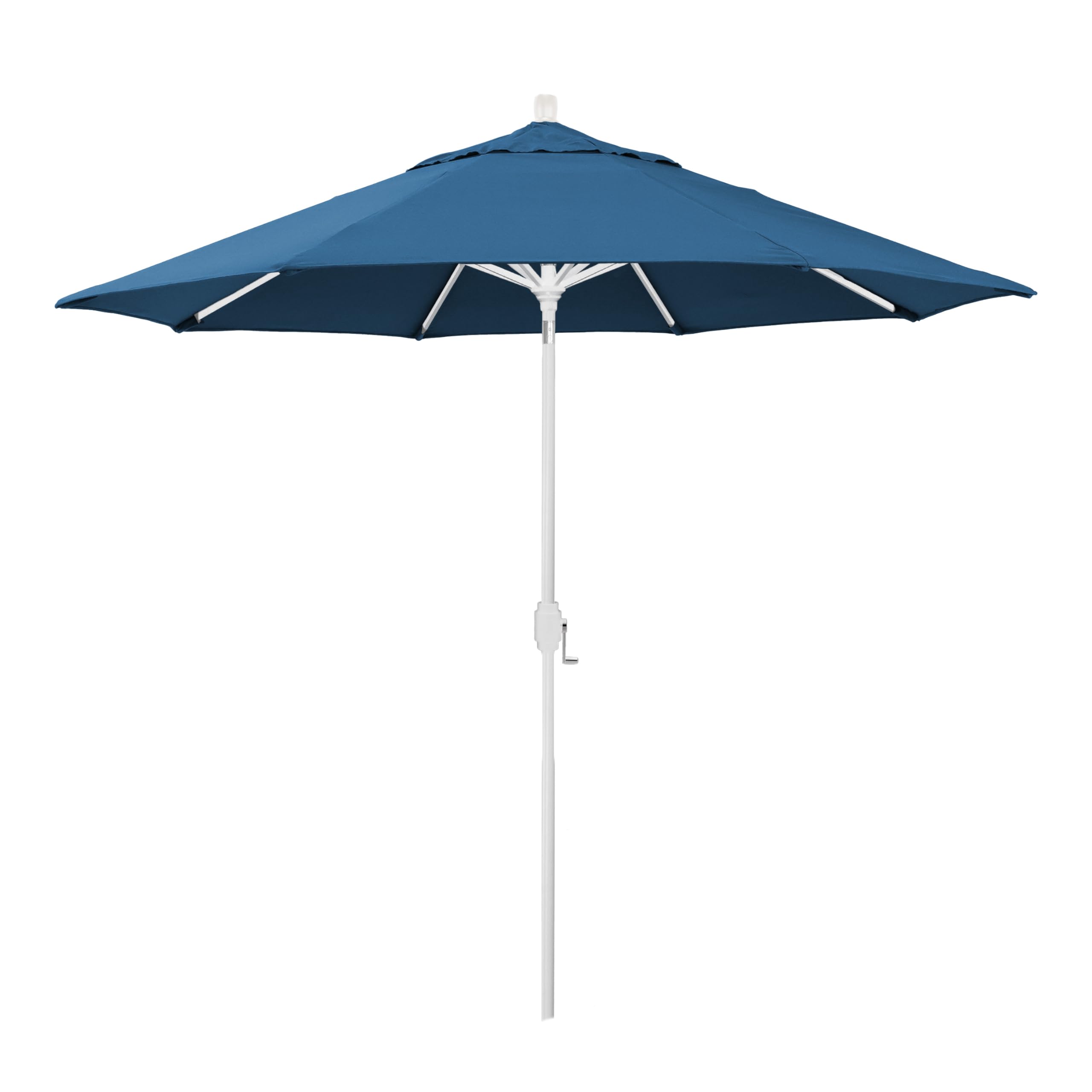 Photo 1 of California Umbrella 12-Year-Non-Fading, 9Ft Premium Sunbrella Patio Umbrella, Hand-Crank, Button-Tilt, White Frame, Regatta Fabric (sealed)