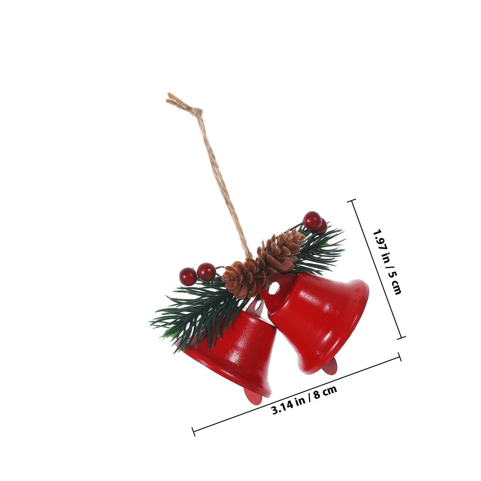 6 Stück Weihnachtsglockenanhänger aus Eisen Rot zum Aufhängen