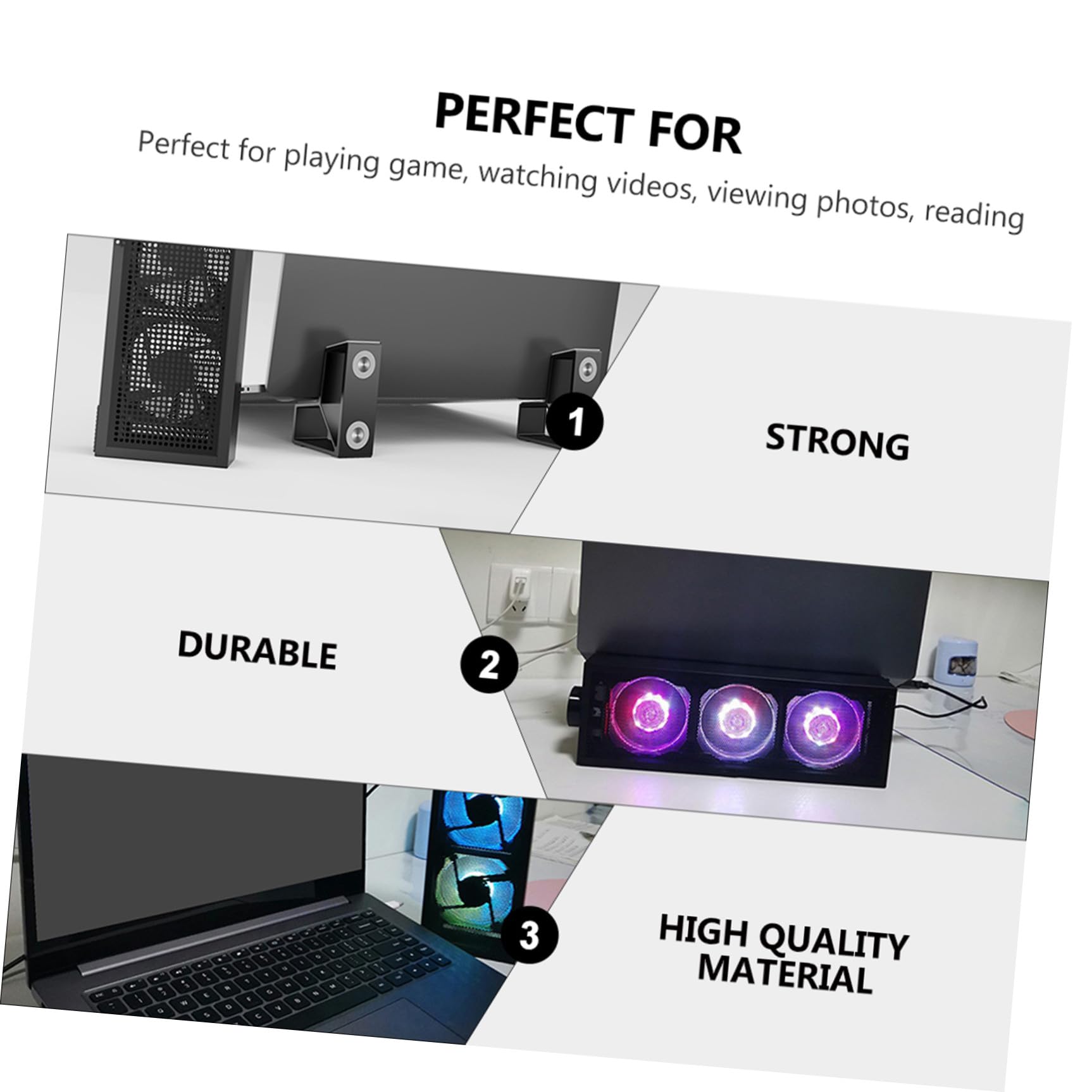 USB Betriebener Notebook Kühler mit RGB, Schwarz, Aluminiumlegierung | Drei Stufen, Erhöhte Standfläche, für Laptop und Notebook, Home Anwendung