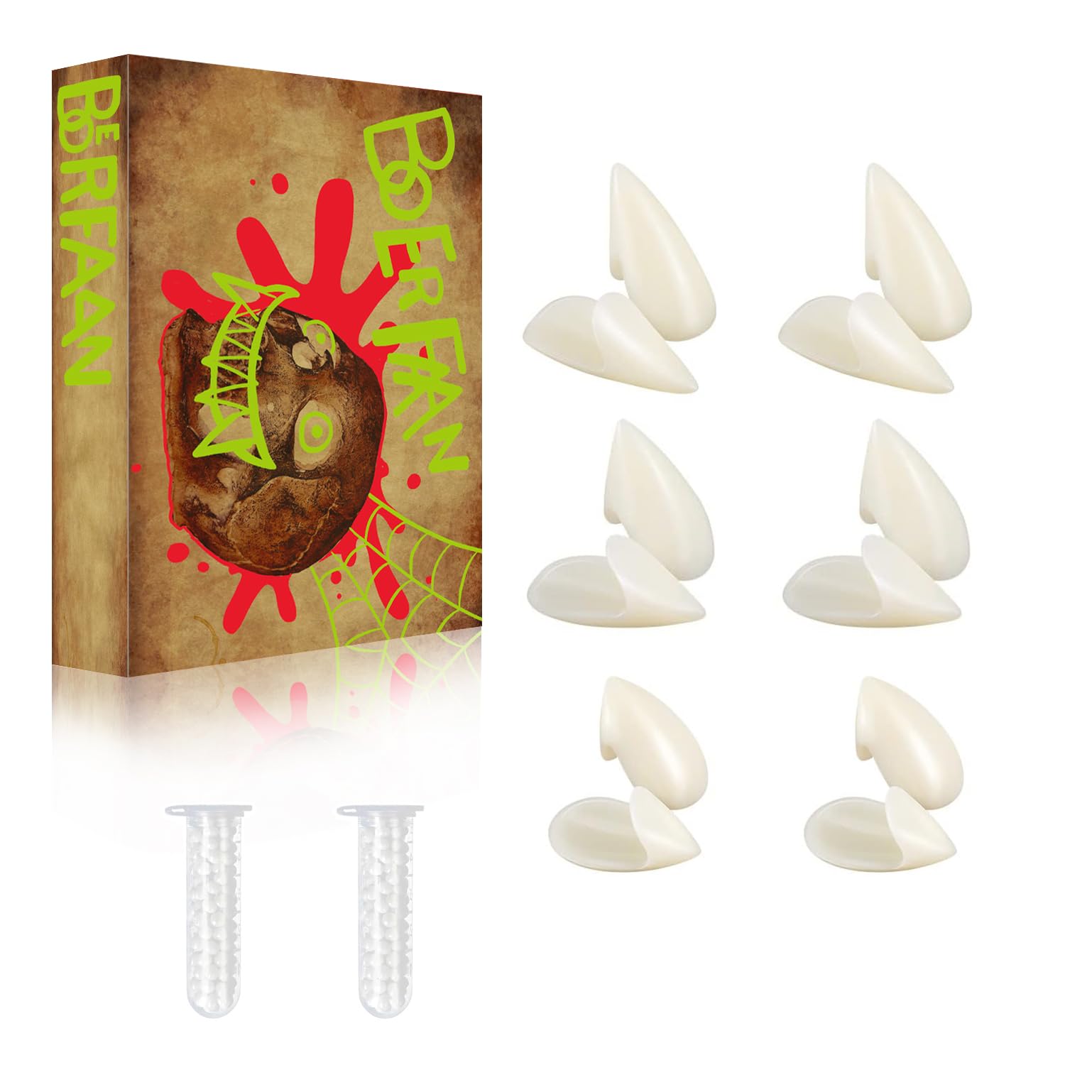 Vampire Teeth 6 Pairs, Vampire Fangs Fake Teeth Werewolf Teeth Halloween Party Cosplay Props Dentures, Halloween Costumes Decorations Party Favors Masquerade Accessories