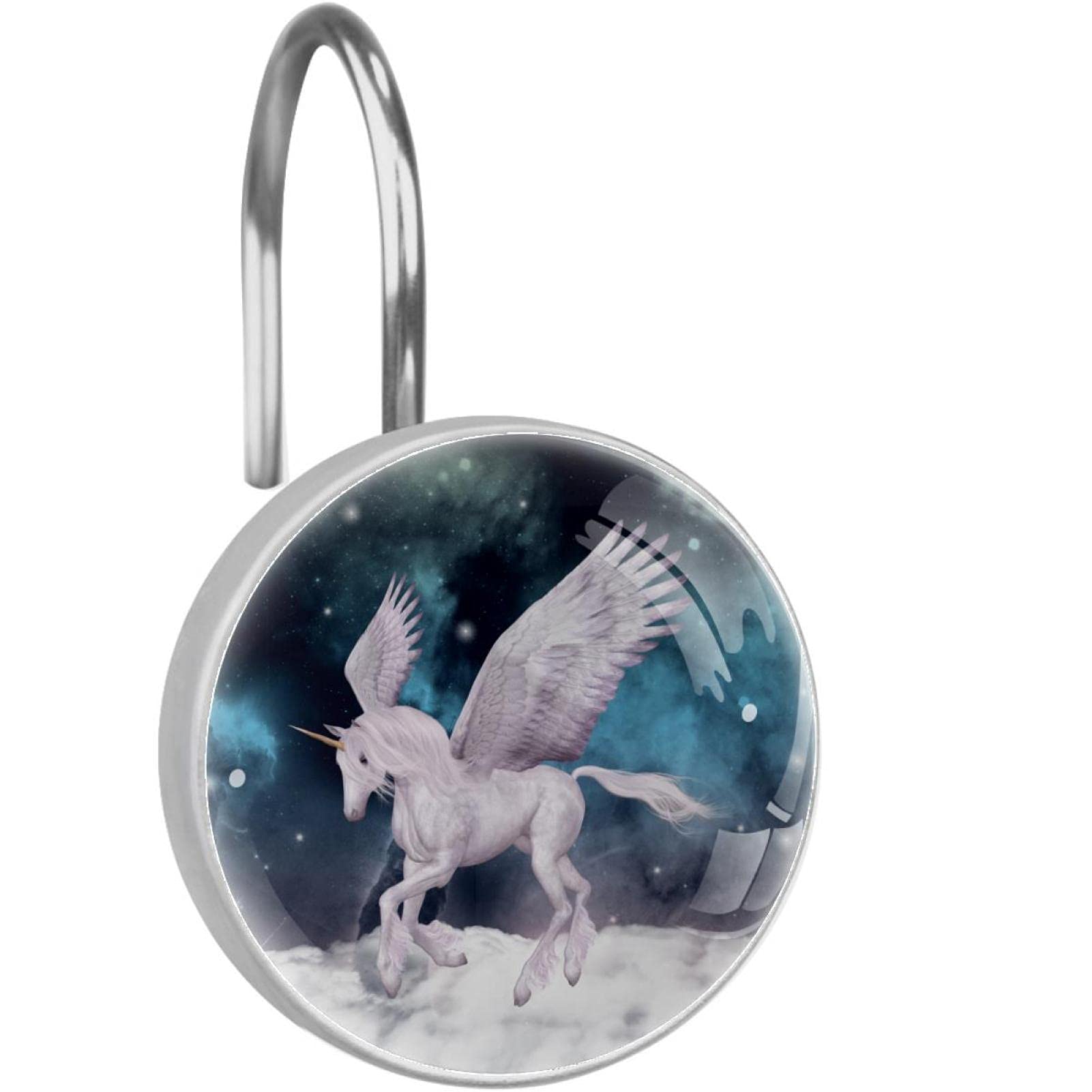 Crochets de rideau de douche licorne galaxie en métal résistant