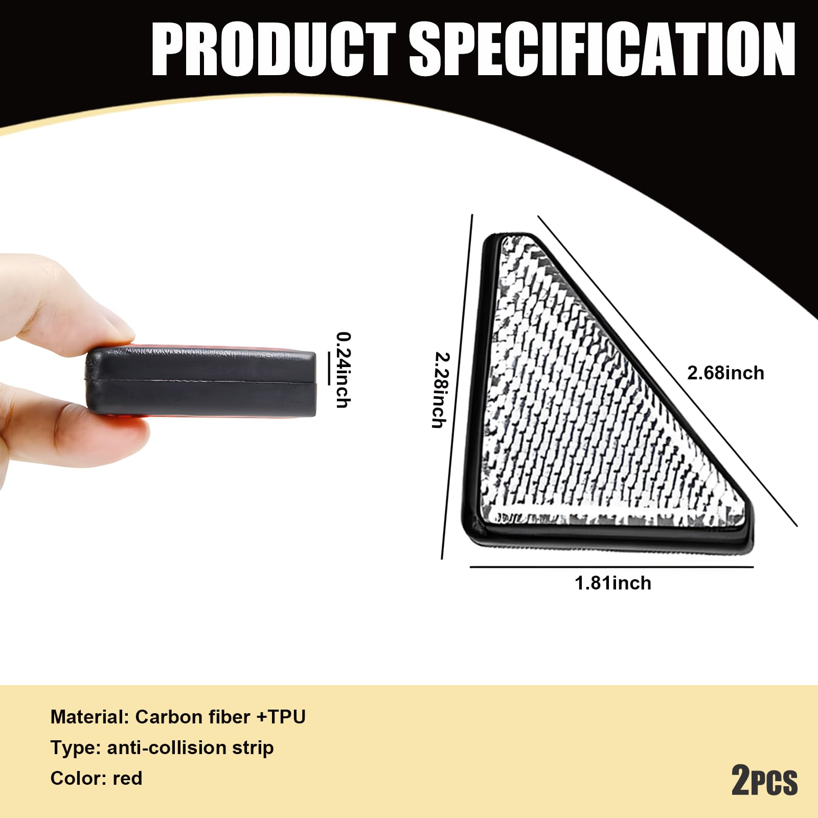 Fluher 2 PCS Car Door Corner Protector, 1.81In x 2.28In x 2.67In Carbon Fiber Waterproof Anti-Collision Vehicle Decorative Accessories with Adhesive, Universal Automotive Door Edge Sticker (Silver)