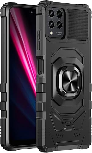 Miniatura 2 de 6goodeals Para T-Mobile Revvl 6 Pro 5G - Funda de metal resistente de doble capa a prueba de golpes con soporte magnético para automóvil, protector
