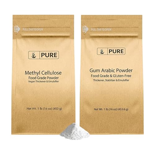 Pure Original Ingredients Paquete de polvo árabe de goma y metilcelulosa, (1 libra) para bricolaje, espesantes, grado alimenticio