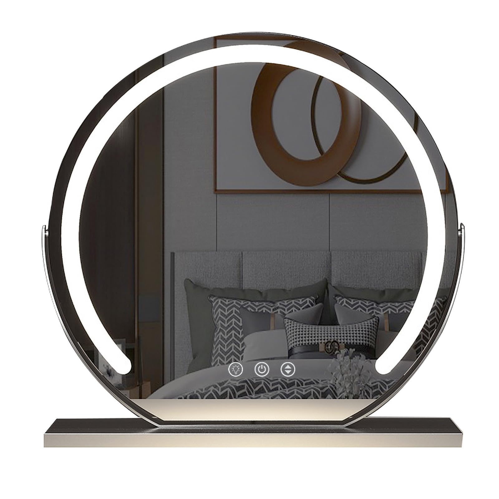 Dekoracyjne lusterko do makijażu 30 cm ze światłem, regulowane kolorowe lusterko kosmetyczne, okrągłe lusterko kosmetyczne z oświetleniem na toaletkę, idealne do makijażu