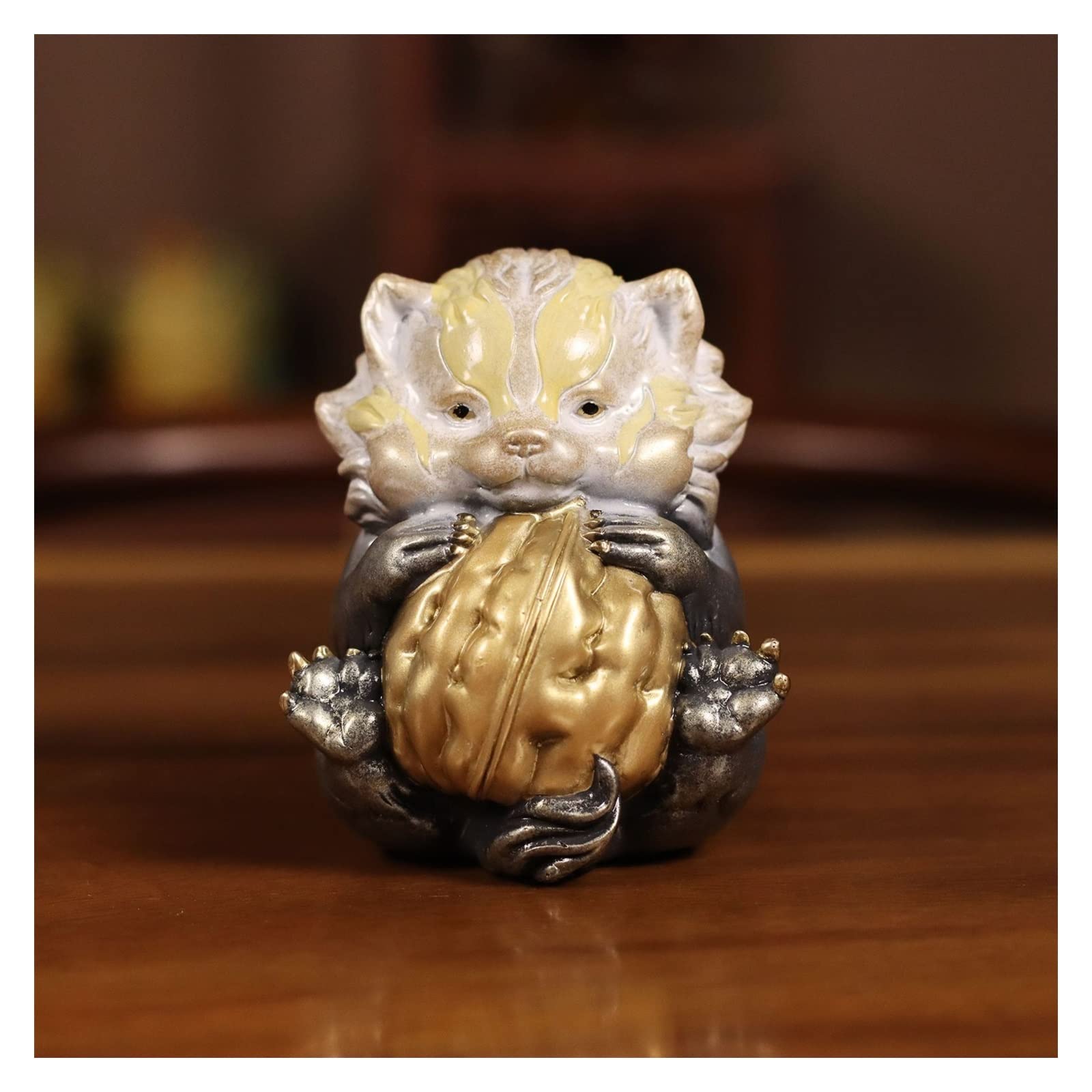 ZZlei2yu-12 Home Decor Ornament Happy Family Copper Crafts Entryway Ornaments Cartoon Badger Copper Sculpture Desktop Decorations Colorful Ornament(Gris)