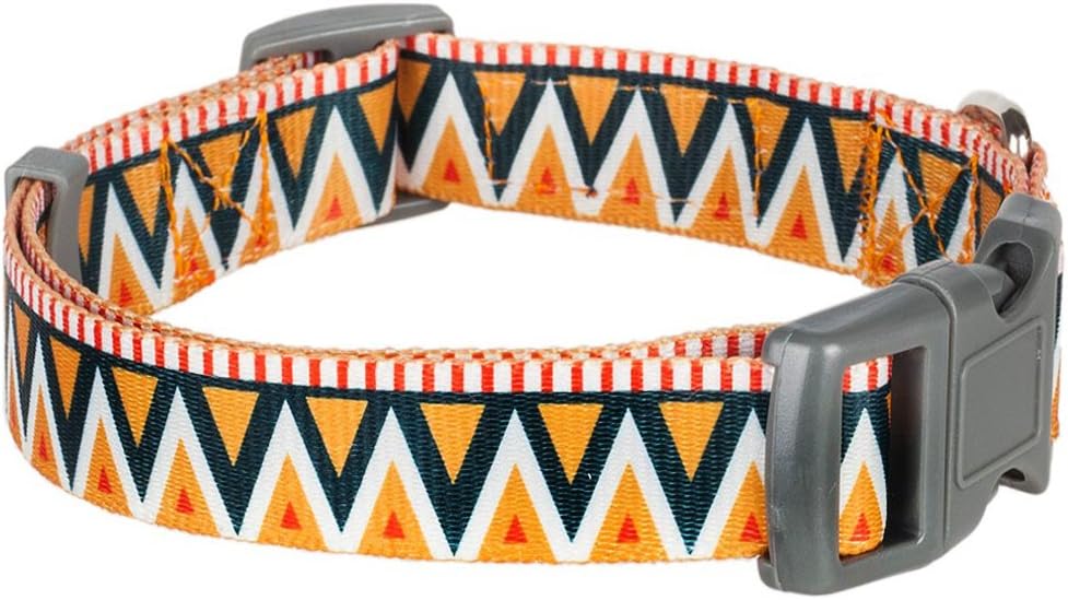 Blueberry Pet 8 Patterns Elite Basic Dog Collar with Flame Stitch and Henley Stripes, Neck 12"-16", Small, Adjustable Collars for Dogs