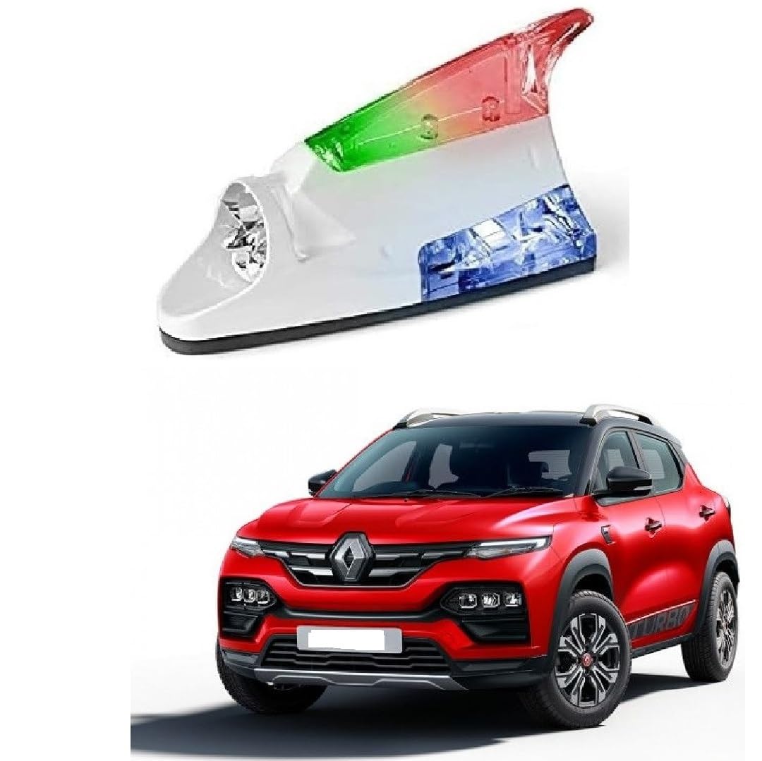 Car Wind Power LED Shark Fin Antenna Light | No Battery Required | Multicolor Auto Glow Decorative Roof Light for Renault Kiger