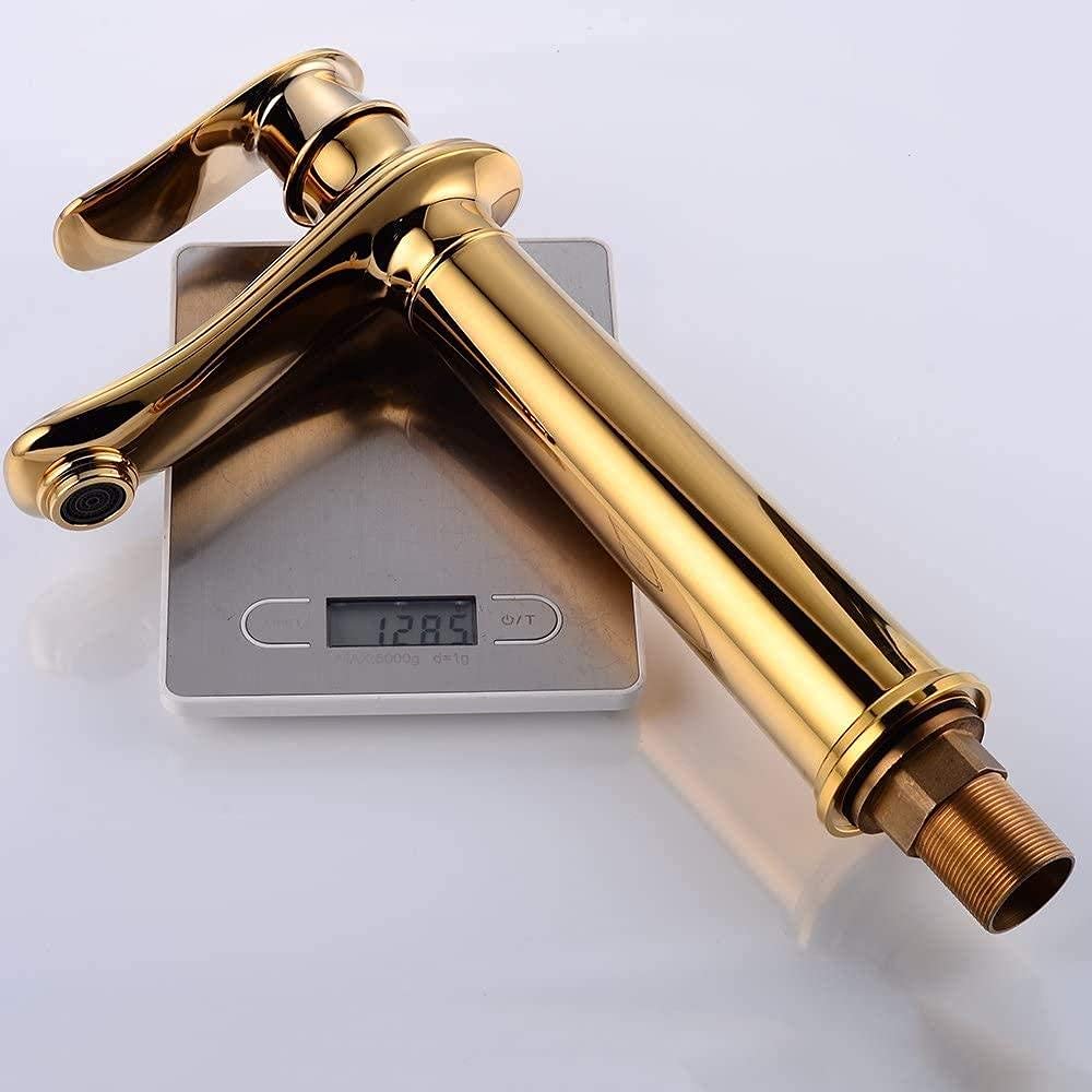 Grifos Monomando para Fregadero, Monomando de Cobre, Grifo de Fregadero de Cocina Dorado H20.1Cm, Grifo Monomando para Lavabo, grifos de Agua fría y Caliente, para Cocina y baño/dorado/H30Cm