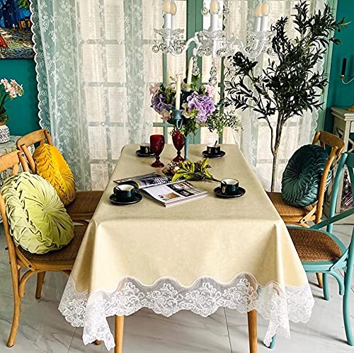 Nappe en dentelle rectalaire cuir housse table manger jaune clair 150x230