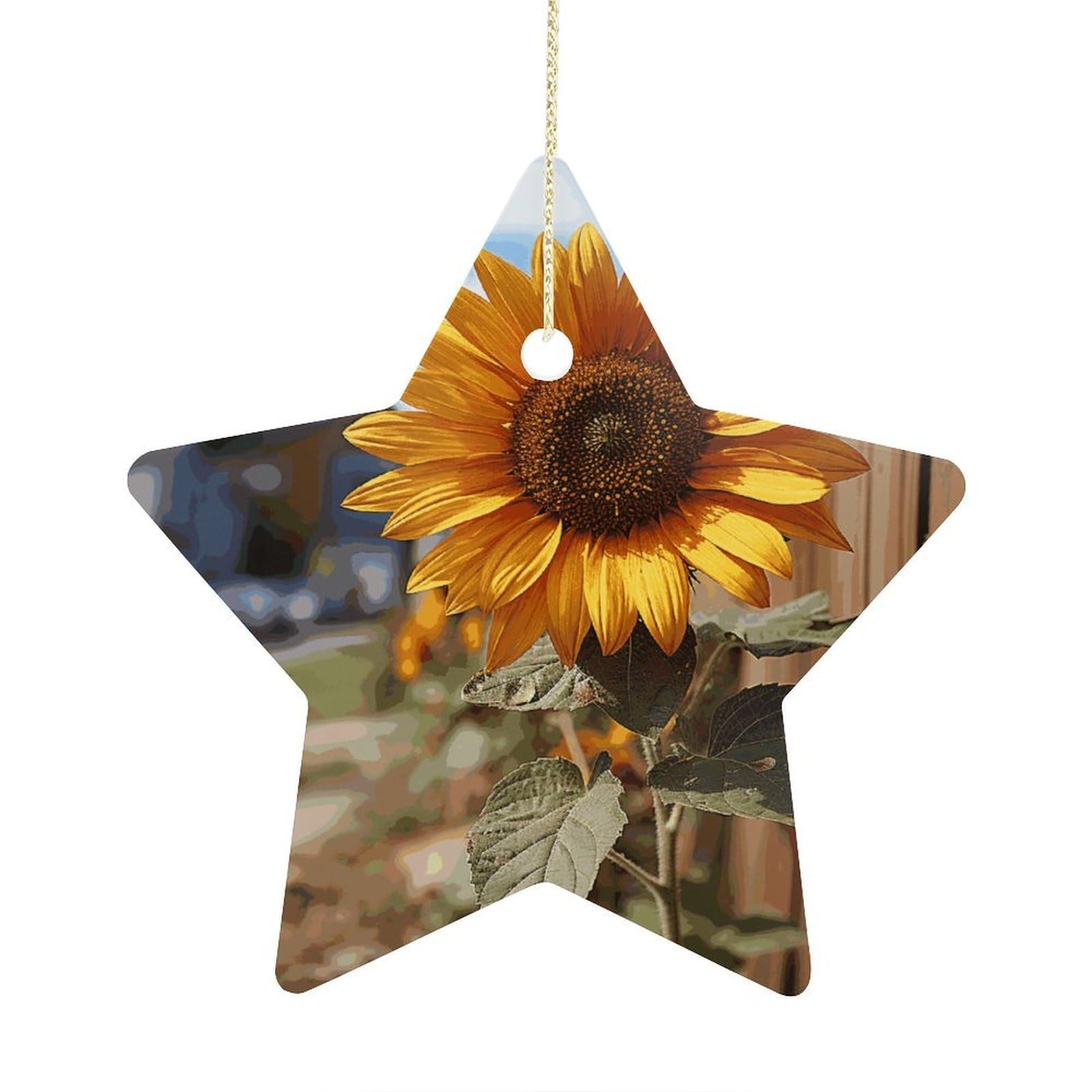 Fodpand Women's Style Farm Sunflower Ornament With String, Keepsake Hanging Decorations,Ceramic Ornaments For Men Indoor Home Holiday Party Gifts