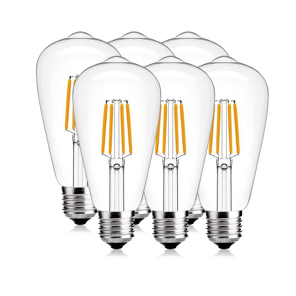 LANMOU Dimmable 6W Ampoules Edison, ST64 Rétro LED Ampoule Edison Vintage Antique Lampe 4000K Blanc Neutre, 100LM, 6 Pack