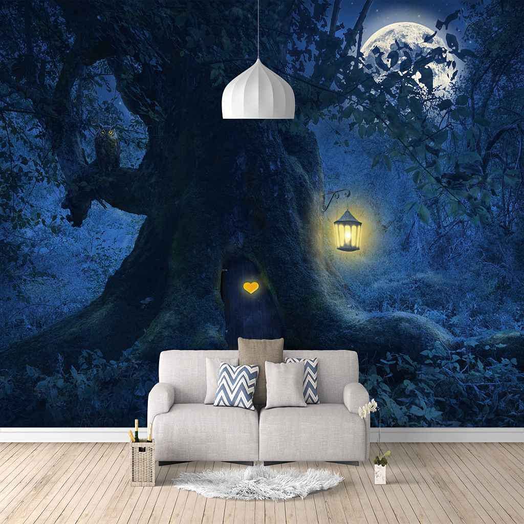 Papier peint panoramique 3D cabane bois poster mural personnalisé 300x210